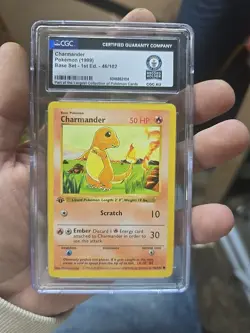 Pokemon Charmander 46/102 1st Edition Shadowless Base NM - Image 1