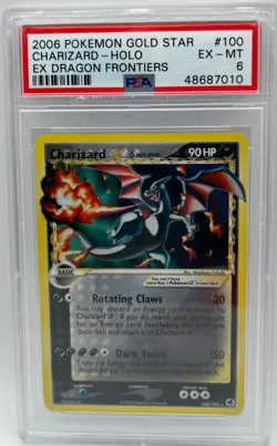 2006 Pokemon Charizard Gold Star #100 Holo EX Dragon Frontiers PSA 6 - Image 1
