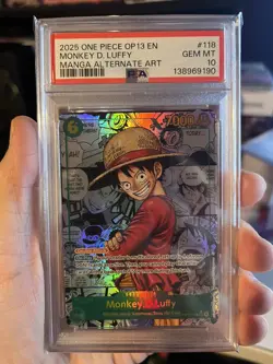 PSA 10 2025 ONE PIECE MANGA ALTERNATE ART OP13-118 MONKEY D. LUFFY ENGLISH - Image 1