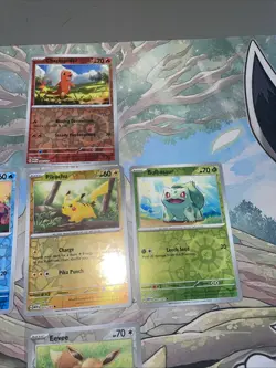 Pokemon 151 Starter Set Charmander Squirtle Bulbasaur Pikachu Reverse Holo Lot - Image 3