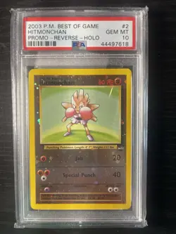 Pokemon Hitmonchan Best of Promo Reverse Holo #002/009 PSA 10 2003 English TCG - Image 1