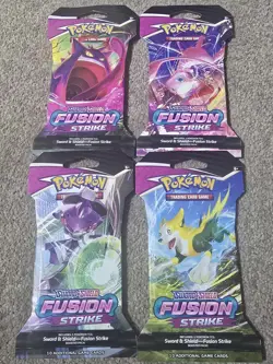 Fusion Strike Sleeved Booster Pack Art Set - 4x Total Packs - Sealed Pokemon TCG - Image 1