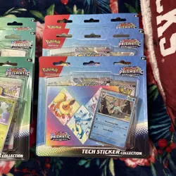 *NEW* Pokemon TCG Prismatic Evolutions Tech Sticker Collection Box Case of 9 - Image 2