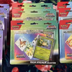 *NEW* Pokemon TCG Prismatic Evolutions Tech Sticker Collection Box Case of 9 - Image 3