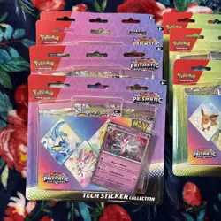 *NEW* Pokemon TCG Prismatic Evolutions Tech Sticker Collection Box Case of 9 - Image 4