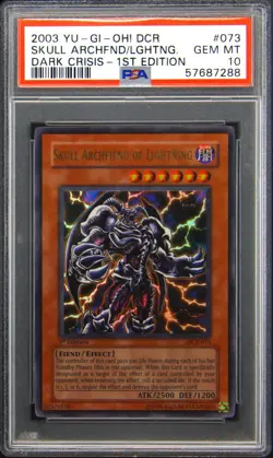 2003 YU-GI-OH! DCR-DARK CRISIS 1ST ED #073 SKULL ARCHFIEND OF LIGHTNING PSA 10 - Image 1