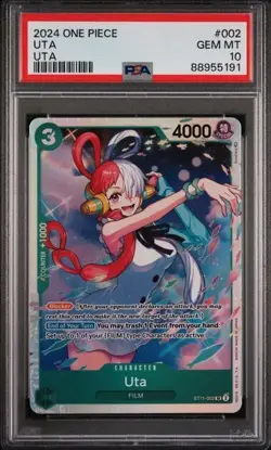 2024 One Piece ST11 Uta PSA 10 GEM #002 SUPER RARE Extended Art English - Image 1