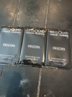 3 x Riftbound Origins Nexus Night Pack Sealed English 3-Card Pack - Image 2