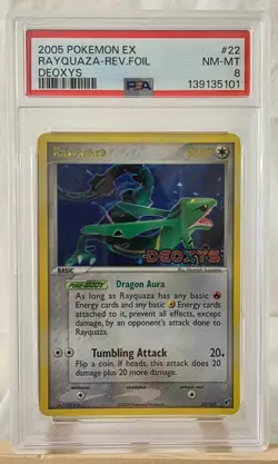 2005 Pokemon EX Deoxys Rayquaza-Reverse Holo Foil #22 PSA NM-MT 8 - Image 1