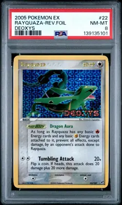 2005 Pokemon EX Deoxys Rayquaza-Reverse Holo Foil #22 PSA NM-MT 8 - Image 3