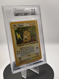 Pokemon 1999 Raichu 14/62 Fossil Holo BGS 7.5 - Image 1