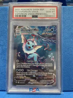 2021 Pokemon VAPOREON VMAX #SWSH182 Black Star Promo Prem. Coll. English PSA 10 - Image 2
