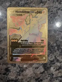 Pokemon Pikachu & Zekrom GX Tag Team Gold Foil Rainbow Art Card 184/181 HP240 - Image 1