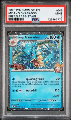 MISTY'S GYARADOS STAFF-PRERELEASE PSA 9 | DESTINED RIVALS 2025 POKEMON #049 - Image 1