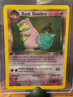 Pokemon Dark Slowbro 12/82 1st Edition Holo LP - Swirl - Vintage Team Rocket - Image 2