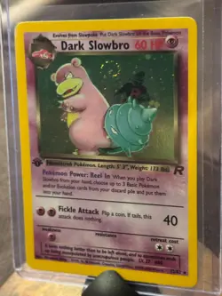 Pokemon Dark Slowbro 12/82 1st Edition Holo LP - Swirl - Vintage Team Rocket - Image 4