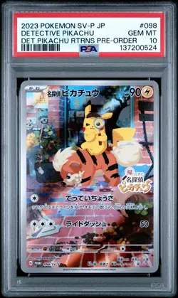 2023 POKEMON JPN SV-P PROMO #098 DETECTIVE PIKACHU PSA 10 - Image 1