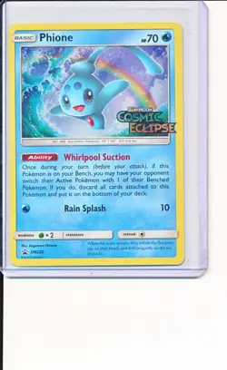 Phione #SM220 SM Cosmic Eclipse Holo Rare Prerelease Promo Pokemon Card - Image 1