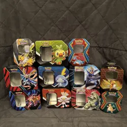 🔥 Lot of 11 Pokemon Collectible Tins Hidden Fates Eevee No Cards included!!! - Image 1