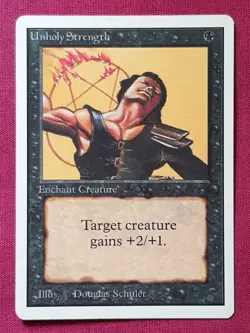 Magic The Gathering UNLIMITED UNHOLY STRENGTH black card MTG - Image 1