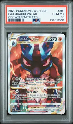 2023 POKEMON SWSH BLACK STAR PROMO #291 FULL ART/LUCARIO VSTAR PSA 10 - Image 1