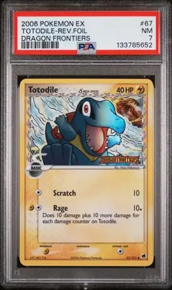 2006 POKEMON EX DRAGON FRONTIERS #67 TOTODILE REVERSE FOIL PSA 7 67/101 STAMPED - Image 1