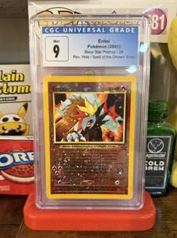 POKEMON TCG 2001 ENTEI HOLO BLACK STAR PROMOS SPELL OF THE UNKNOWN CGC MINT 9 - Image 2