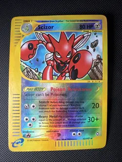 Scizor 032/147 Aquapolis Reverse Holo 2002 Pokemon Card Micro Crease - Image 1