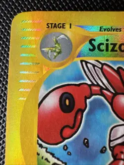 Scizor 032/147 Aquapolis Reverse Holo 2002 Pokemon Card Micro Crease - Image 2