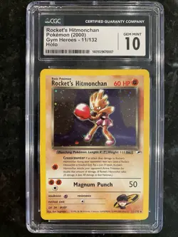 Pokemon 2000 Rocket’s Hitmonchan Gym Heroes 11/132 Holo CGC 10 Gem Mint - Image 1