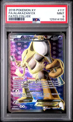 2016 POKEMON XY FATES COLLIDE #117 FULL ART/ALAKAZAM EX PSA 9 - Image 1