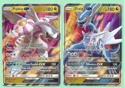 2 POKEMON DIALGA GX 100/156 & PALKIA GX 101/156 ULTRA PRISM-ULTRA RARE HOLO - Image 1