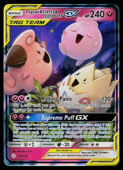 Pokemon Card - Togepi & Cleffa & Igglybuff GX Cosmic Eclipse 143/236 Holo - Image 1