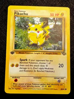 Pikachu 60/64 1st Edition Red Cheeks Jungle Set 1999 Pokemon TCG Card LP - Image 1
