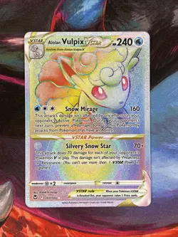 Pokemon TCG Alolan Vulpix VSTAR Rainbow Rare 197/195 Silver Tempest Holo NM - Image 1