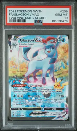 PSA 10 2021 POKEMON SWORD & SHIELD EVOLVING SKIES SECRET FULL ART/GLACEON VMAX - Image 1