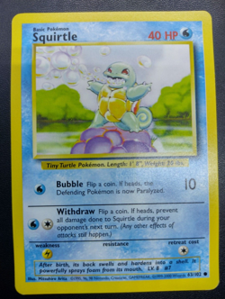 Pokemon Cards - Squirtle - 63/102 - WOTC Base Set 4th Print 1999-2000 Near Mint - Image 1