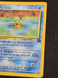 2000 Pokemon Black Star Promo League #20 Psyduck Toploader Rigid Sleeve - Image 3