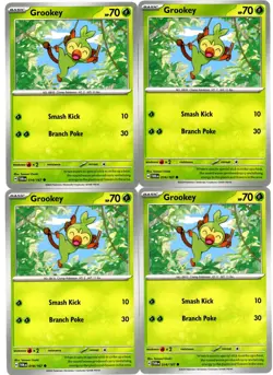 4x Pokemon TCG Grookey 014/167 Sv06: Twilight Masquerade Regular Playset - Image 1