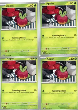 4x Pokemon TCG Applin 017/167 Sv06: Twilight Masquerade Regular Playset - Image 1