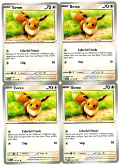 4x Pokemon TCG Eevee 133/165 Sv: Scarlet & Violet 151 Regular Playset - Image 1