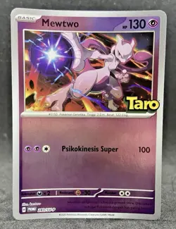 Lot 2x of Pokemon TCG Indonesia Stamp Chatime Mewtwo 345/S-P & Mewtwo Taro Promo - Image 1