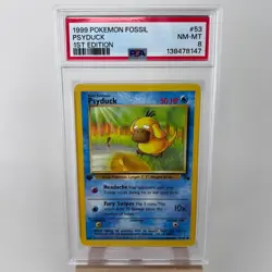 1999 Pokemon Fossil Psyduck 1st Edition 53/62 PSA NM-MT 8 - Image 1