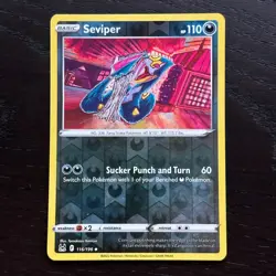Seviper 116/196 Pokemon Lost Origin SWSH Reverse Holo Uncommon Card NM - Image 1