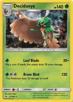 Pokemon - Decidueye - (Cracked Ice Holo) #011/149 - Deck Exclusives Holo - Image 1