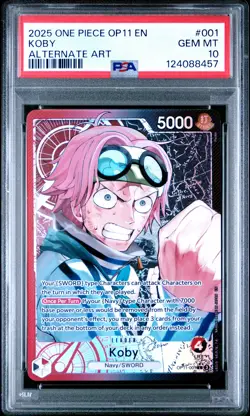 2025 ONE PIECE OP11-A FIST OF DIVINE SPEED ALTERNATE ART #001 KOBY PSA 10 - Image 1