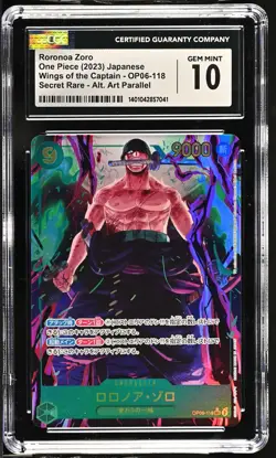 CGC 10 GEM MINT Japanese One Piece 2023 Roronoa Zoro OP06-118 ALTERNATE ART - Image 1
