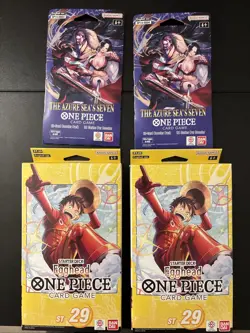 One Piece Lot of 4 - 2X Egghead Starter Deck 29 & 2X Azure Sea's Seven Booster - Image 1