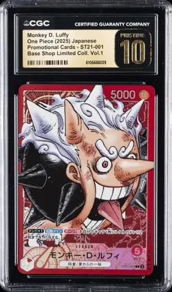 2025 ONE PIECE PROMO CARDS JPN #ST21-001 MONKEY D. LUFFY CGC 10 PERFECT - Image 1