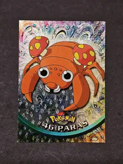 PARAS #46 - BLACK Logo - Holo FOIL- TOPPS POKEMON CARD Flame Embossed - Image 1